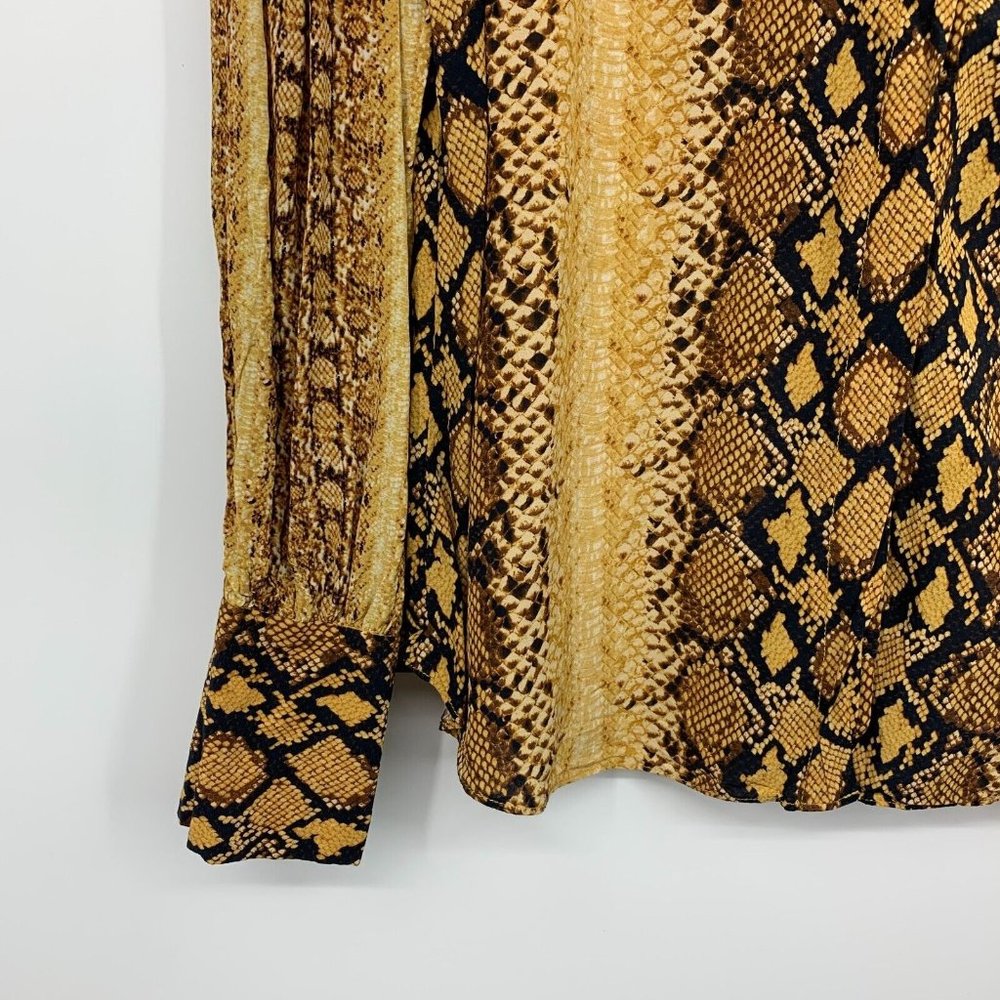 Joie Talin Top Snake Print Yellow Brown Button Down Long Sleeve - Picture 9 of 12